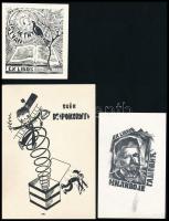 10 db magyar ex libris. különféle művészektől, különféle technikákkal, részben jelzett