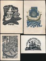 10 db magyar ex libris. különféle művészektől, különféle technikákkal, részben jelzett