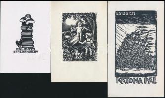 10 db magyar ex libris. különféle művészektől, különféle technikákkal, részben jelzett