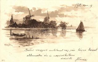 5 db RÉGI képeslap; Egerfarmos és 4 db litho művészlap / 5 pre-1945 postcards, Egerfarmos and 4 lith...