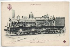 Mozdonyok képeslapgyűjtemény, 116 db régi lap albumban / Locomotives, 116 vintage postcards in album