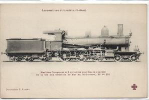 Mozdonyok képeslapgyűjtemény, 116 db régi lap albumban / Locomotives, 116 vintage postcards in album