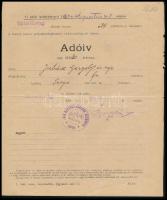 1928-1934 Tiszapüspöki, 7 db adóív