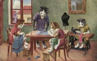 Cats sewing. O.G.Z.L. 324/1627. (EK)