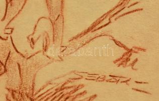 Sebők jelzéssel: Kérem segítsen.. Kréta, papír, jelzett, 21×18 cm