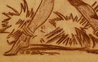 Sebők jelzéssel: Egzotikus szépség. Kréta, papír, jelzett, A Pesti Izé bélyegzőjével. 19×22 cm