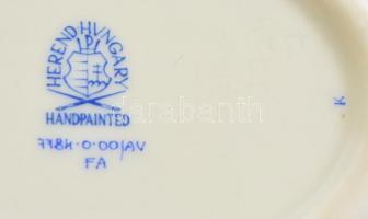 Herendi Apponyi mintás hamutálka, kézzel festett, jelzett, kis kopásokkal, d: 11×7,5 cm