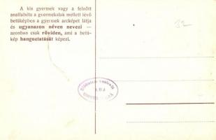 Budapest V. Semmelweis szobor. Gabel-System ABC montázslap, hátoldalon az S betű leírása