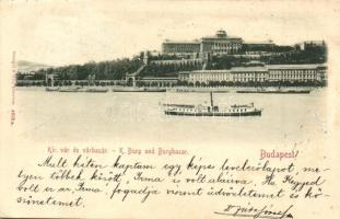 1899 Budapest I. Királyi vár és várbazár, gőzhajó (EK)