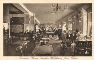 Komárom, Komárno; Waldhauser Jenő kávés nagy kávéháza, belső, biliárdasztalok. Licht Ödön fényképész felvétele / Kavárna Grand / cafe interior, billiard tables