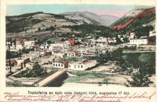 1904 Topánfalva, Campeni; város az égés után. Csiki testvérek kiadása / panorama view after the fire, ruins