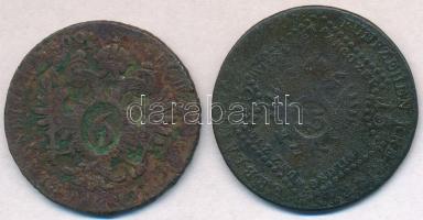 1800E 6kr Cu + 1807E 15kr Cu "I. Ferenc" T:3