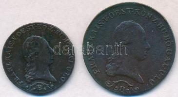 1812B 1kr Cu + 1812B 3kr Cu "I. Ferenc" T:2