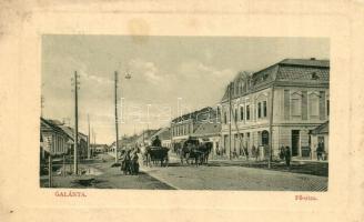 Galánta, Fő utca, üzletek, lovaskocsik. W. L. Bp. 4474. / main street, shops, carriages (EK)