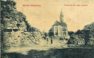 Glogovác, Öthalom, Vladimirescu; Várrom, római katolikus templom. W.L. 3007. / castle ruins, church (Rb)