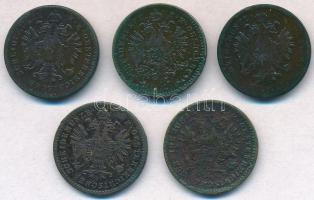 1858B-1861B 1kr Cu (4xklf) + 1862E 1kr Cu T:2-,3