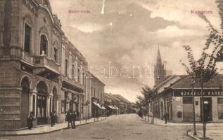 Komárom, Komárno; Nádor utca, Székelyi Károly üzlete / street view with shops (EK)