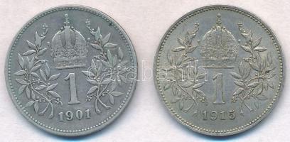 Ausztria 1901-1915. 1K Ag "Ferenc József" (2x) T:2-,2
Austria 1901-1915. 1 Corona "F...