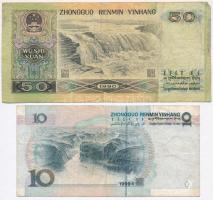 Kína 1990. 50Y + 1999. 10Y T:III 
China 1990. 50 Yuan + 1999. 10 Yuan C:XF,F