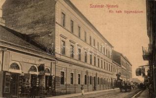 Szatmárnémeti, Szatmár, Satu Mare; Kir. katolikus főgimnázium, Szatmári Bazár, üzlet. No. 234. / Catholic grammar school, bazaar, shops