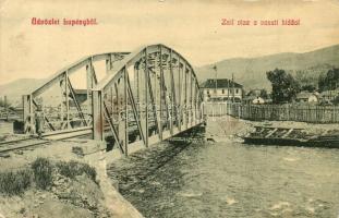 Lupény, Lupeni; Zsil vize, Vasúti híd. W. L. 1700. / Jiu riverside, railway bridge (fl)