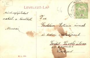 Lupény, Lupeni; Zsil vize, Vasúti híd. W. L. 1700. / Jiu riverside, railway bridge (fl)