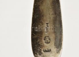 Antik monogramos ezüst (Ag) kanál, 4 db, jelzett (1865), mesterjeggyel (PT) h: 21,5 cm, nettó: 323 g