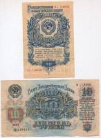 Szovjetunió 1947. 1R + 10R T:III,III- szakadás Soviet Union 1947. 1 Ruble + 10 Rubles C:F,VG tear