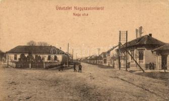 Nagyszalonta, Salonta; Nagy utca, üzlet. W. L. 1591. / street view, shop (Rb)