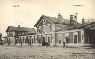 Lugos, Lugoj; Vasútállomás, pályaudvar. Berecz J. kiadása / railway station
