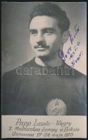 1953 Papp László ökölvívó aláírása őt magát ábrázoló fotón