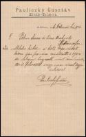 1896 Királyhelmec (Felvidék), Pauliczky Gusztáv saját kézzel írt levele kovácstermékkel kapcsolatban