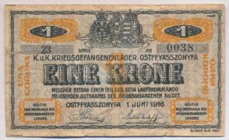 Ostffyasszonyfa / hadifogolytábor 1916. június 1. 1K arab sorozat és sorszámmal T:III-