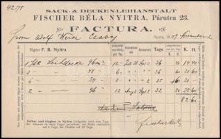 1898-1910 Nyitrai (Felvidék), 3 db kereskedői fejléces számla (Ernst Alajos fűszer, liszt stb. keres...