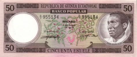 Egyenlítői Guinea 1975. 25E, 50E, 100E, 500E egy kivételével teljes sor (1. kiadás) T:I