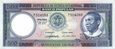 Egyenlítői Guinea 1975. 25E, 50E, 100E, 500E egy kivételével teljes sor (1. kiadás) T:I