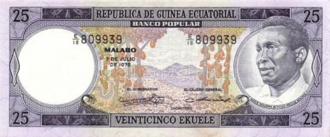 Egyenlítői Guinea 1975. 25E, 50E, 100E, 500E, 1000E teljes sor! (2. kiadás) T:I