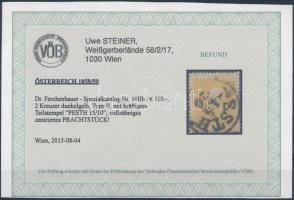 2kr II deep yellow "PESTH" Certificate: Steiner 2kr II sötétsárga "PESTH" Certif...