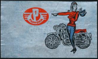 cca 1965 Pannonia motorkerékpár alumínium reklámmatrica