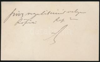 cca 1880-1900 Báró Vojnits István (1856-1921) főrendiházi tag, a Szabadelvű Párt elnökének névjegye,...