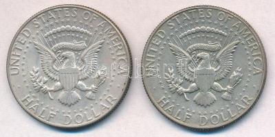 Amerikai Egyesült Államok 1965-1966. 1/2$ Ag "Kennedy" (2x) T:2 
USA 1965-1966. 1/2 Dolla...