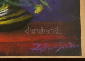 Ziffer jelzéssel: Virágcsendélet. Pasztell, papír, üvegezett keretben, 24×35 cm