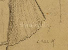 Lotz jelzéssel: Női akt. Ceruza, papír, üvegezett keretben, 32×24 cm