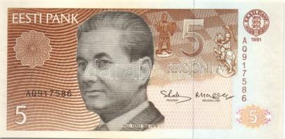 Észtország 1991-92. 1K, 2K, 5K (2x) klf évszámmal, 10K, 25K T:I