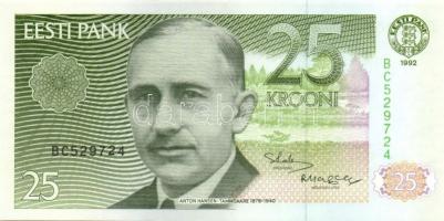 Észtország 1991-92. 1K, 2K, 5K (2x) klf évszámmal, 10K, 25K T:I