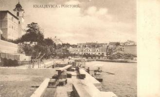 Kraljevica, Porto Re; csónak kikötő, templom / boat port with church