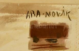 Aba jelzéssel: Lovak az istállóban. Lavírozott tus,papír, üvegezett keretben, 33×43 cm