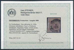 6kr HP I reddish brown first print, paper crease,,(NAGY)KANISA" Sign: Ferchenbauer Certificate:...