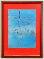 Ghyczy György (1953-): Vízivilág. Szitanyomat, papír, jelzett, üvegezett keretben, 52×37 cm