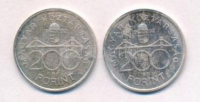 1992. 200Ft Ag "MNB" (2x) T:1-,2 kis patina